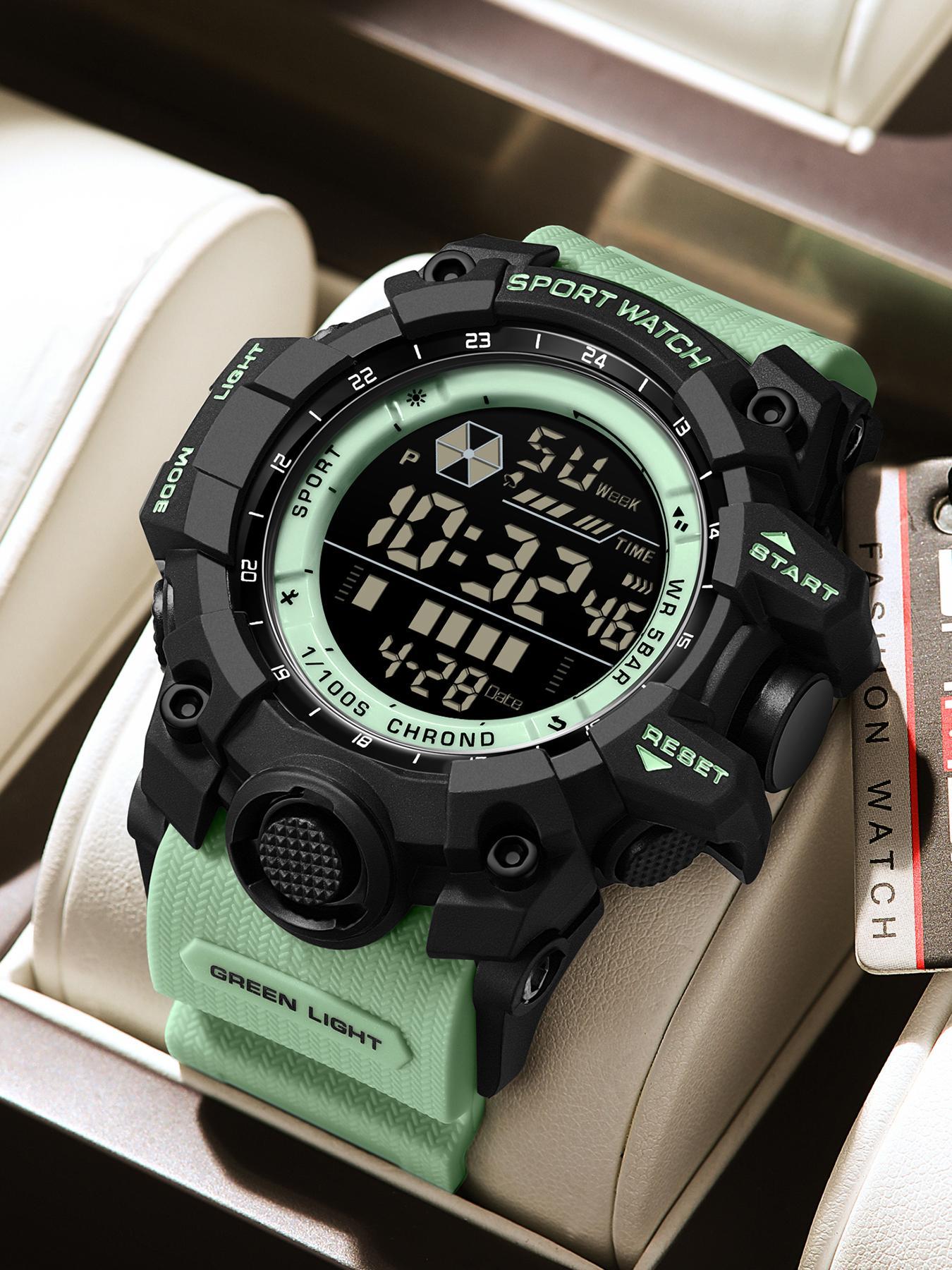 Men's Sportive Digital Watch, Fashionable Digital Watch with Luminous Dial & Alarm Mode, Modern Waterproof Watch, Water Resistant Watch with Digital Display for Men, Sporty Waterproof Watch, Sports Digital Watch, Fashionable Stylish Watch