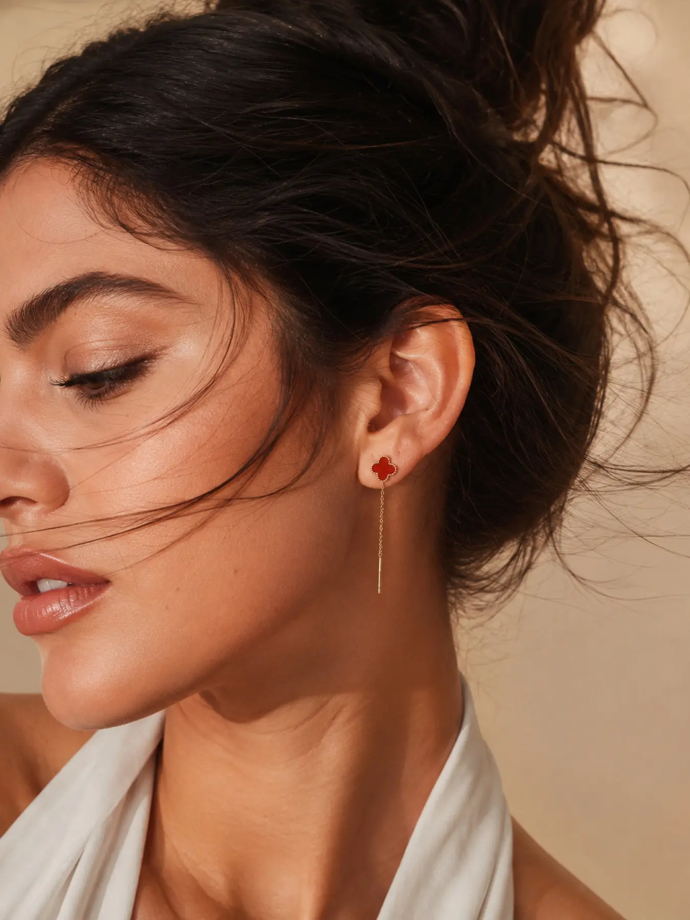 New Trendy Black Clover Earrings for Women, Lightweight Gold Chain Threader Earrings, Fashion Luxury Jewelry Accessories for Party Wedding Vacation Daily Wear, Romantic Gift for Girlfriend Wife Mother Christmas Valentine Birthday