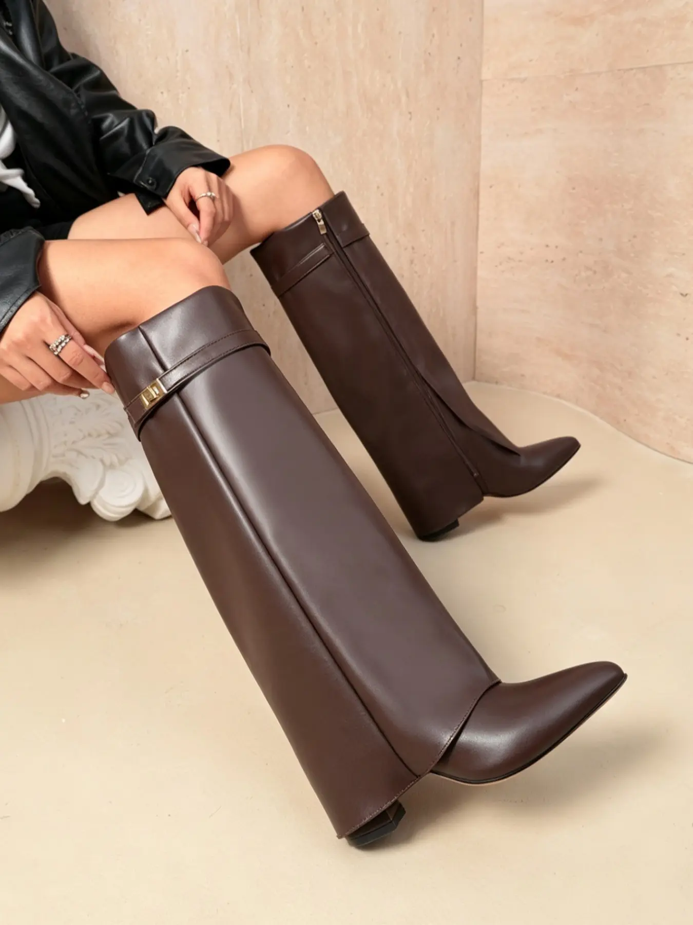 Women's Elegant Pointed Toe Stiletto Boots, over the Knee Patent Leather, All Seasons, Sexy Style, Perfect for Parties and Weddings