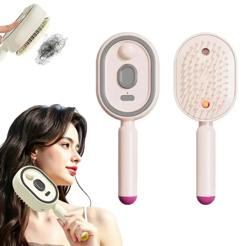 3 in 1 Electric Air Cushion Comb, Electric Spray Massage Comb, Detangling Steam Brush, Self-Cleaning Anti-Tangle, Anti-Static for Frizzy Hair