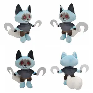 Black White Sharp Teeth Wolf Plush Doll Soft Stuffed Home Decor Gift