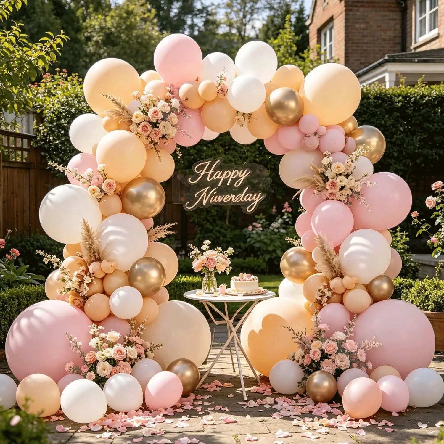 Gold Balloon Arch Set, Bohemian Wedding Engagement Party Decor, Light Nude Champagne Gold Balloons, Girl Birthday Decoration