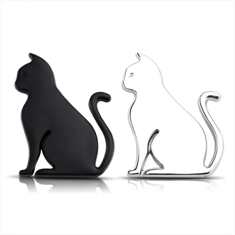 3D Stereo Metal Cat Sticker, Cute Animal Car Emblem Badge, Auto Exterior Decorative Metal Decal for Vehicle Modification