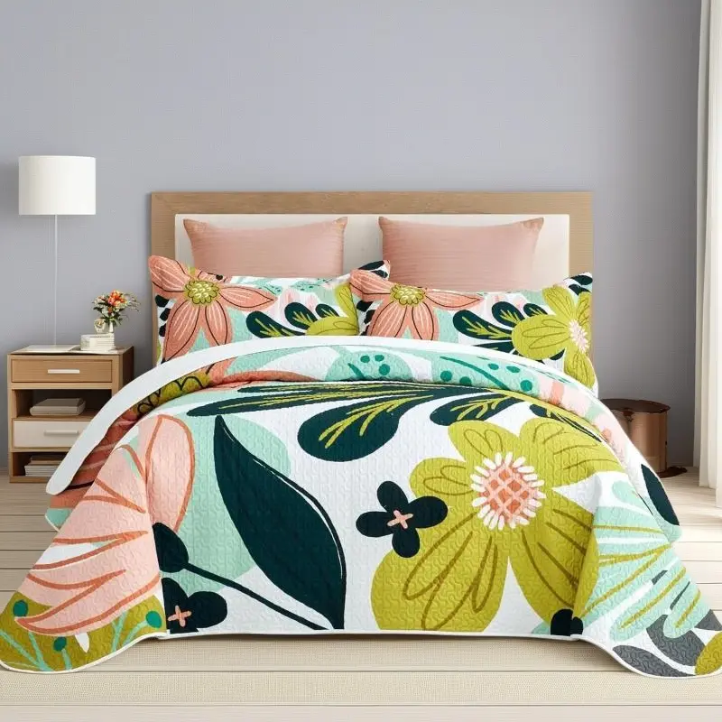 3-Piece Boho Floral Botanical Rose Reversible Microfibre Comforter Set - Full/Queen (90"x96"), Wrinkle Resistant, Breathable, Cooling, Durable All-Season Lightweight, Flat Weave, Machine Wash, 2 Pillow Shams for Bedroom Decor, Boho Rose, Print