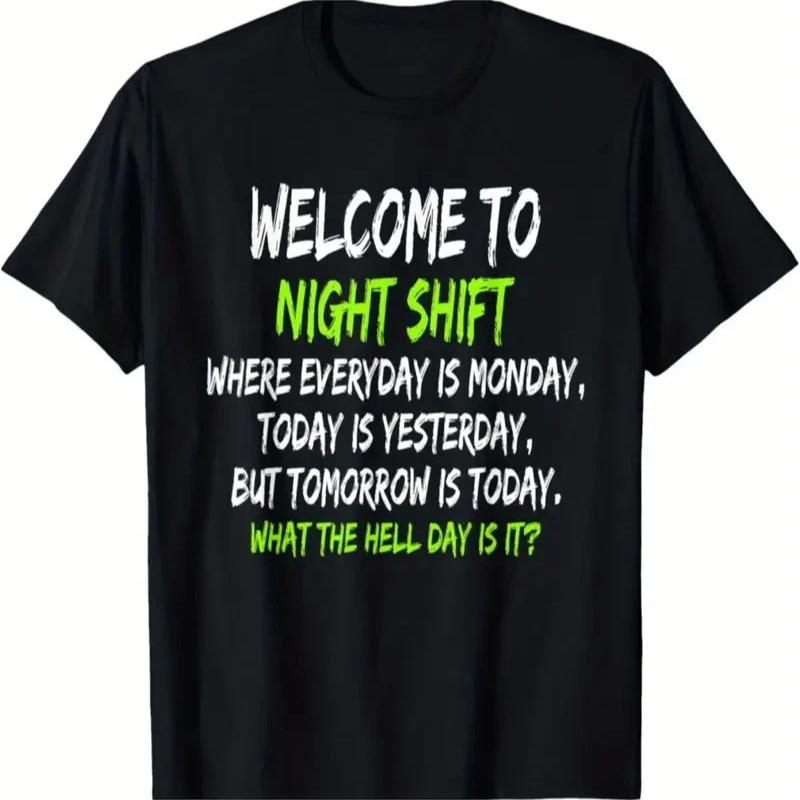 Unisex Night Shift Humor Graphic Tee, Midnight Worker Casual Top