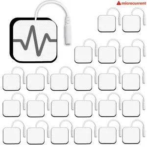 Tens Unit Electrode Massage Pad, 24pcs/4pcs Latex-Free, Compatible with Tens Machines, 2mm Pin Connector Leads, Fits Auvon Tens, Tens 7000, Etekcity