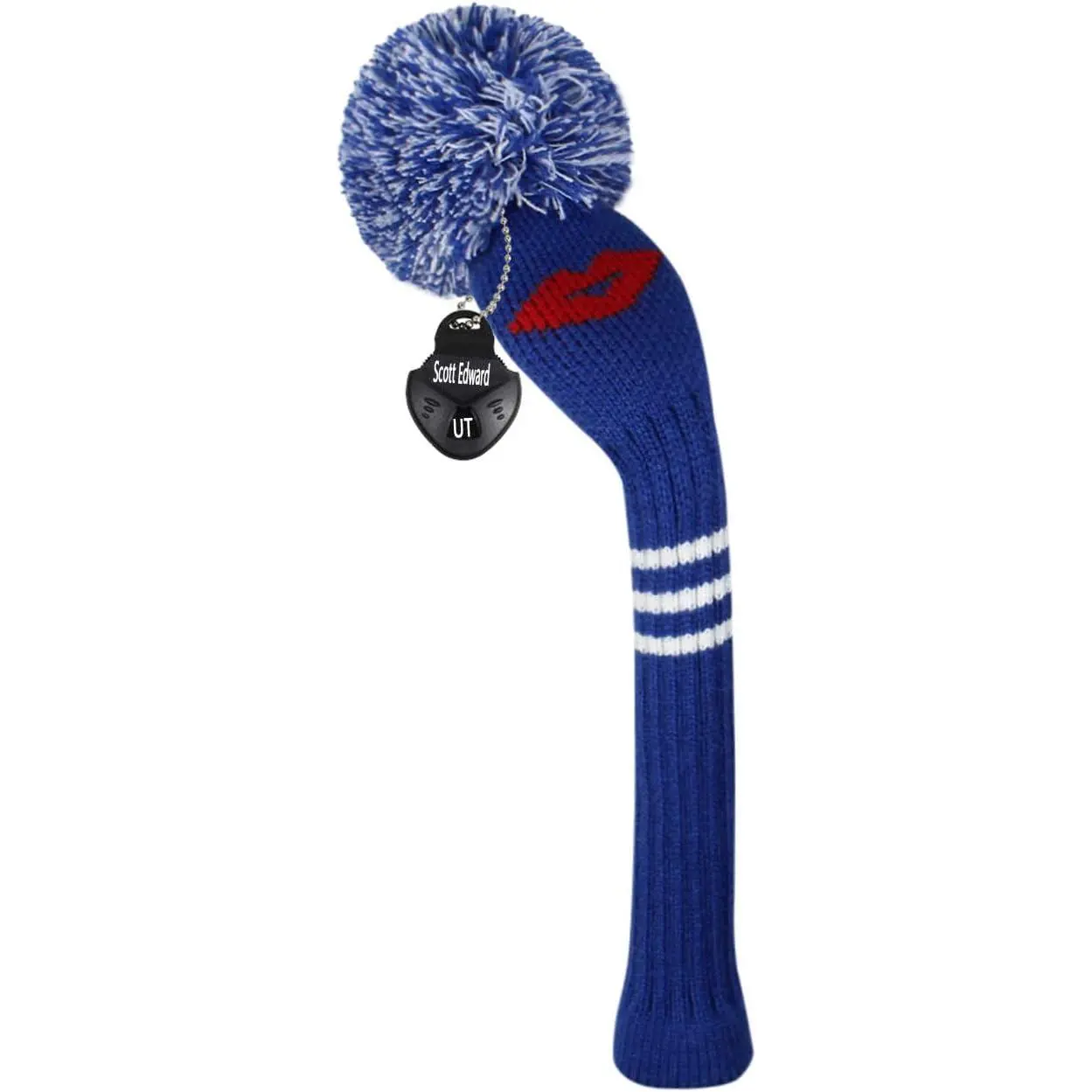 1PCS Hybrid/UT Knitted Golf Club Cover Head Cover with Pom Pom with Rotating Number Tags for Male/Female Golfers