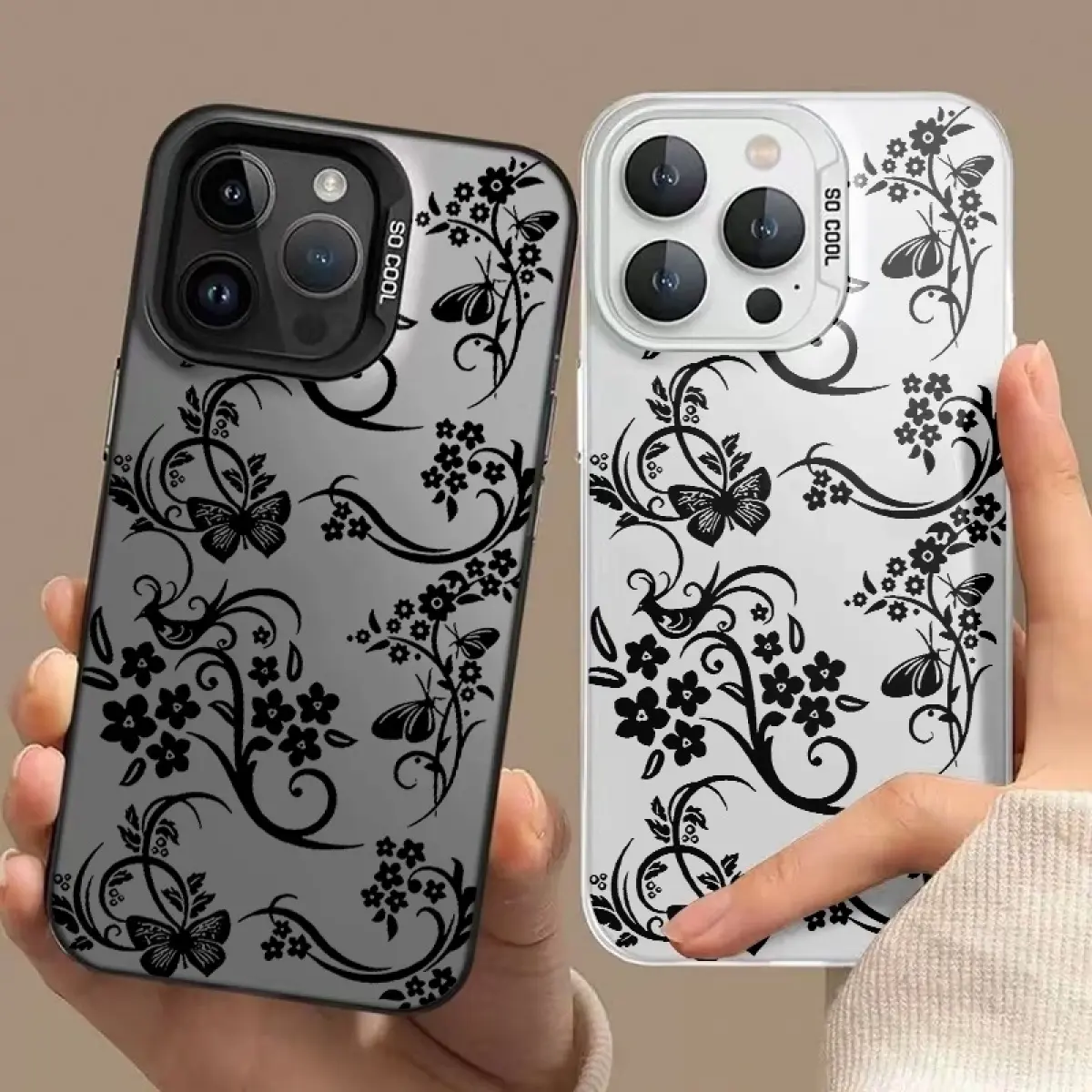 Butterfly Pattern IMD Silver Acrylic Smartphone Case - Lightweight, Portable, Stylish Protective Cover for iPhone 12/13/14/15/16/17 Pro Max Cellphone Devices