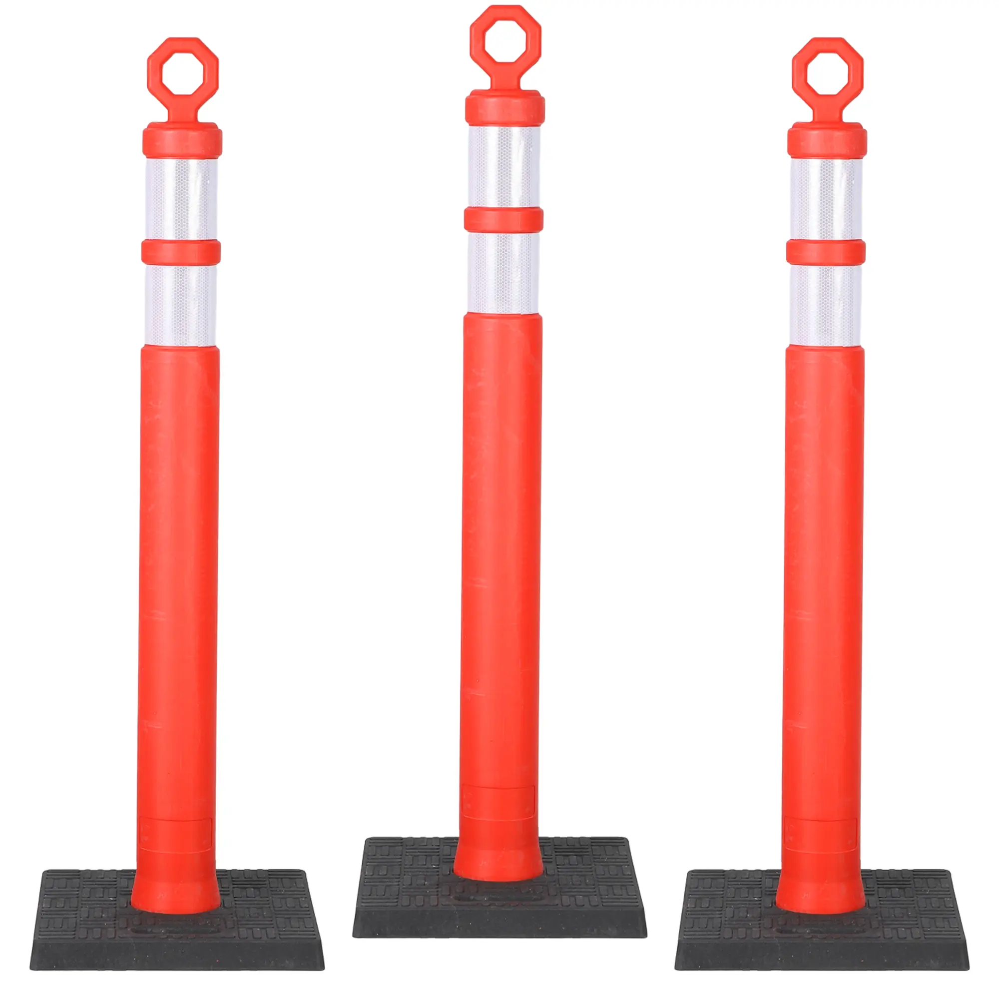 42 Inch Traffic Cones with 8lb Rubber Base, Heavy Duty Safety Cones with Reflective Collars, Stackable PVC Orange Cones for Construction Parking Warehouse Driveway, High Visibility