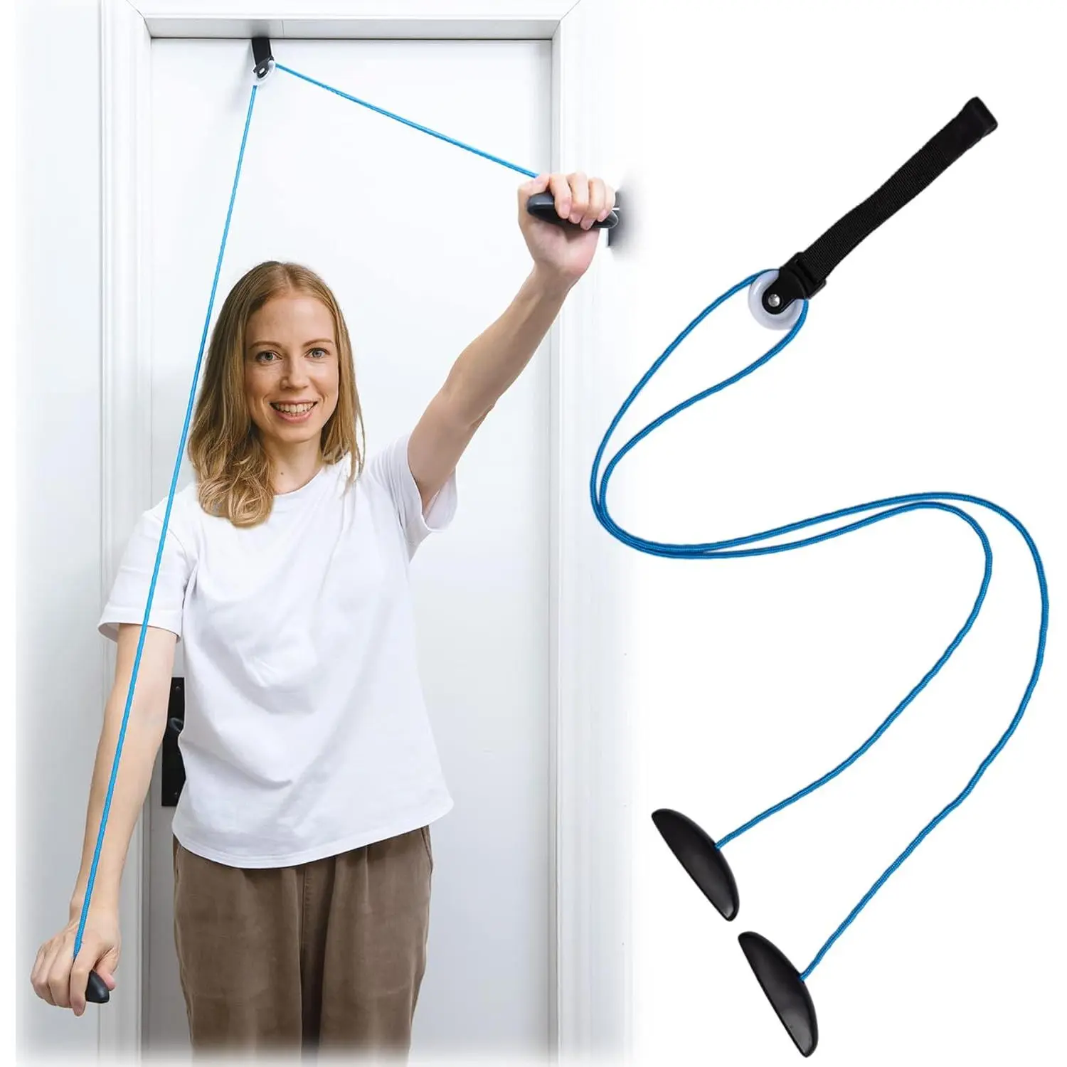 Door-Mounted Shoulder Pulley Physical Therapy Recovery Aid, Fitness Suspension Trainer Exercise Tool for Shoulder Pain Relief, Surgery Recovery, ROM Improvement, Unisex, Adjustable, Alleviate Shoulder Pain