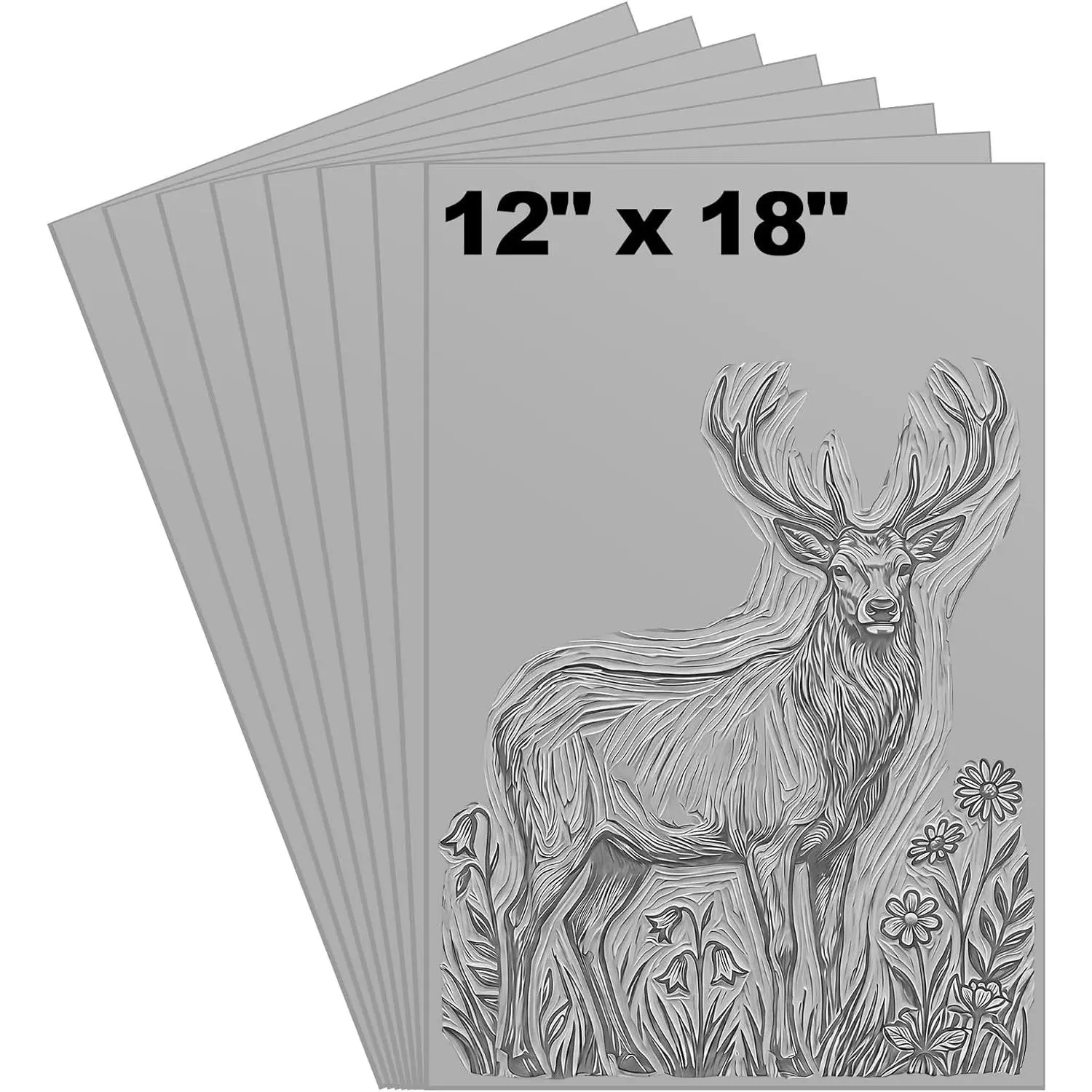 4 Pcs 12 x 18 Inch Linoleum Block Rubber Carving Block Soft Linocut Blocks Large Linoleum Sheet Unmounted Lino Plates for Engraving Art Project Printmaking Artist Studio Supplies Gray