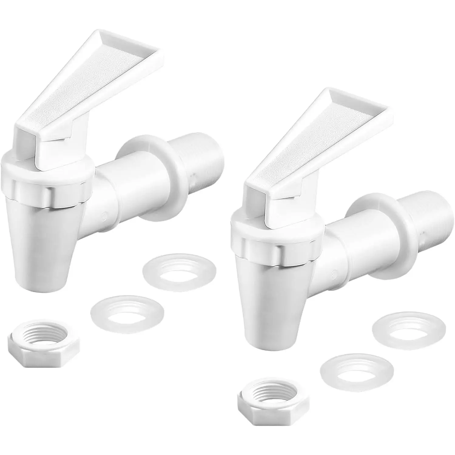 2 count   Cooler Faucet, White Plastic Water Spigot Spout Water Dispenser Tap Set,  Water Crock Tap Water Beverage Lever Pour Dispenser Valve