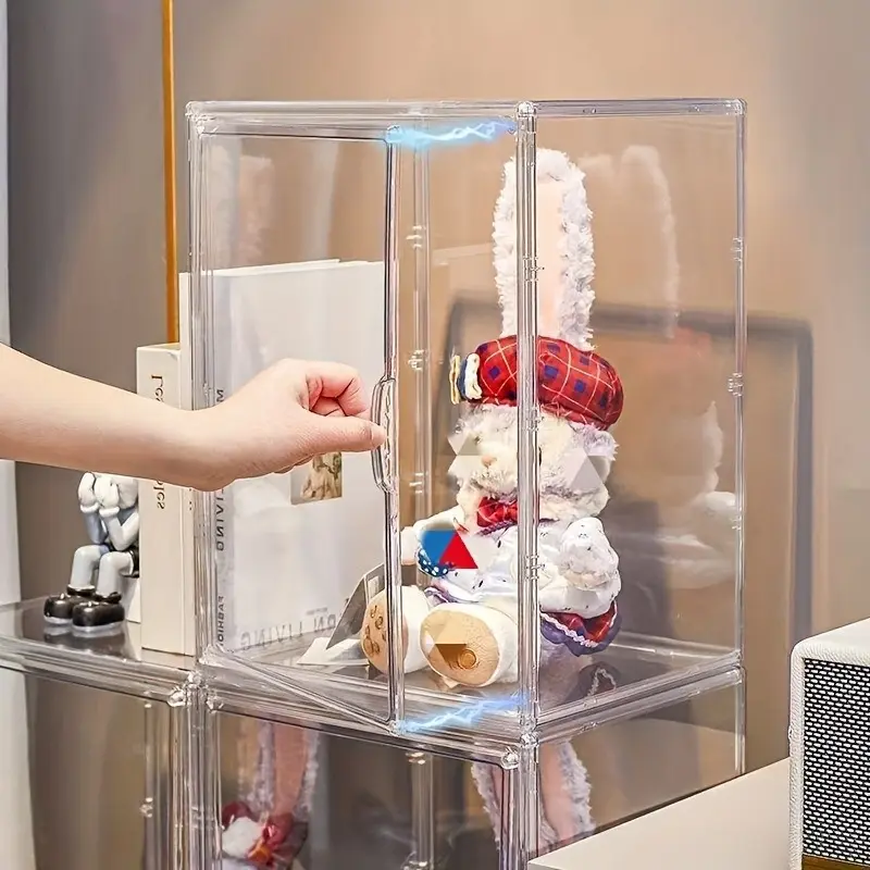 Extra-large transparent bag shoe storage box, acrylic magnetic shoe box, plush doll figurine, hand-made blind box display cabinet, storage rack
