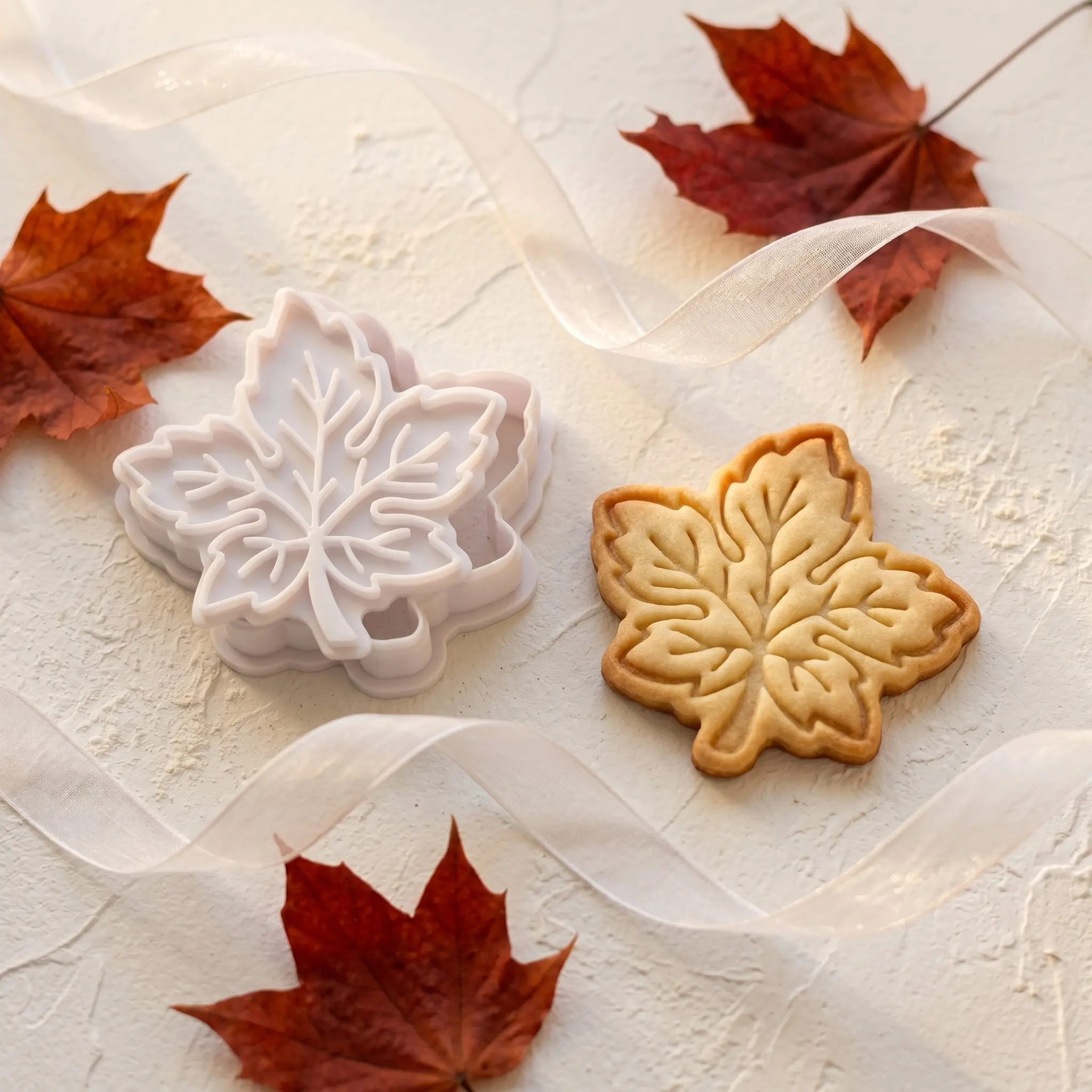 3D Maple Leaf Cookie Mold, Fall Theme Press Cutout Mold, Thanksgiving Cookies, Home Craft Beginner Baking Tool, Fondant Mold