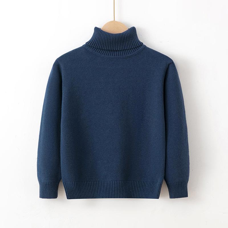 NewNewAutumn Winter Turtleneck Sweater Cotton Inner Layer Pullover Boys and Girls Solid Color Base Knitwear