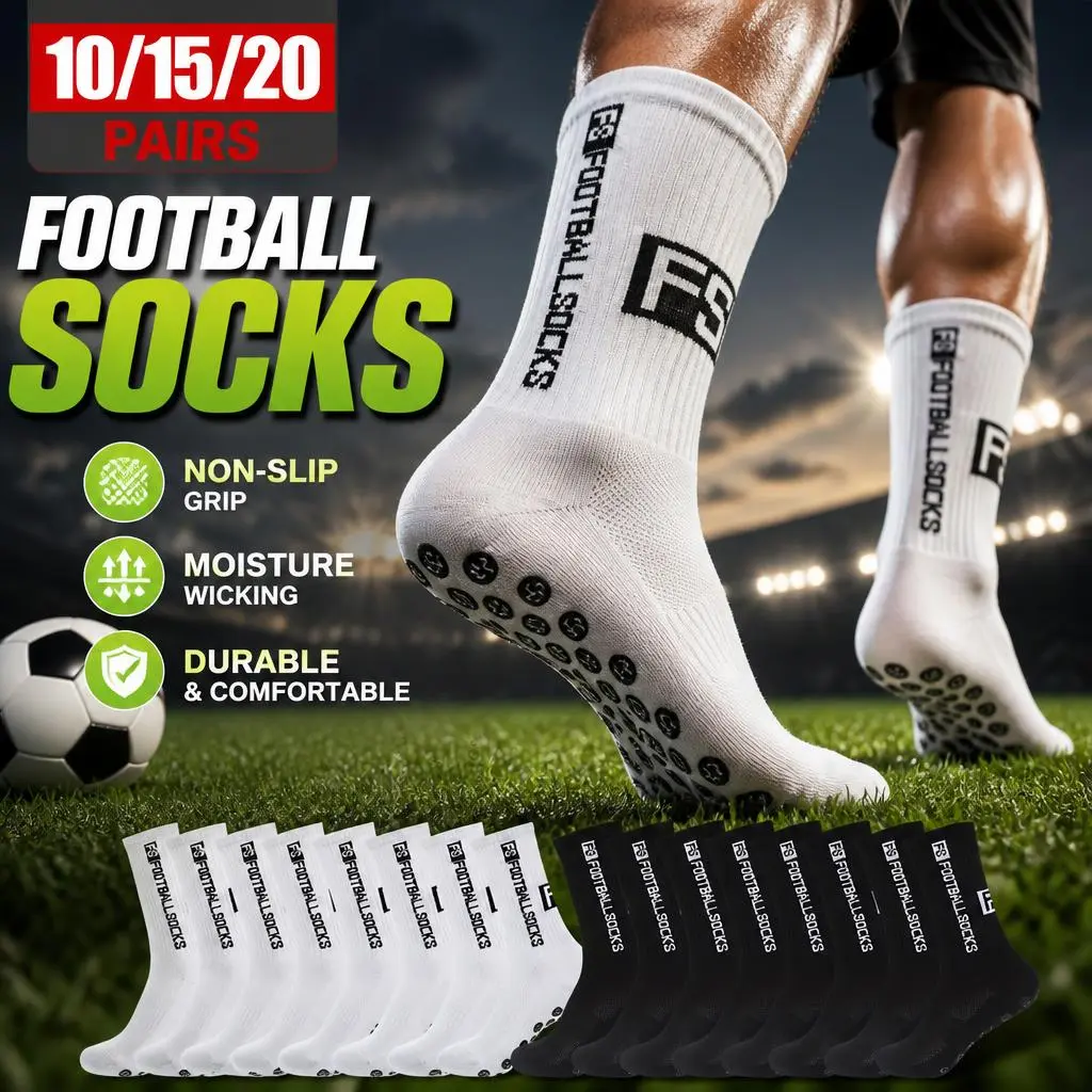 3/6Pairs Non Slip Grip Soccer Socks, Comfortable Mid Tube Sports Socks, Black and White Breathable Ribbed Soccer Socks, Used for Outdoor Soccer and Basketball Training Soccer Socks, Non Slip Grip Sports Socks.