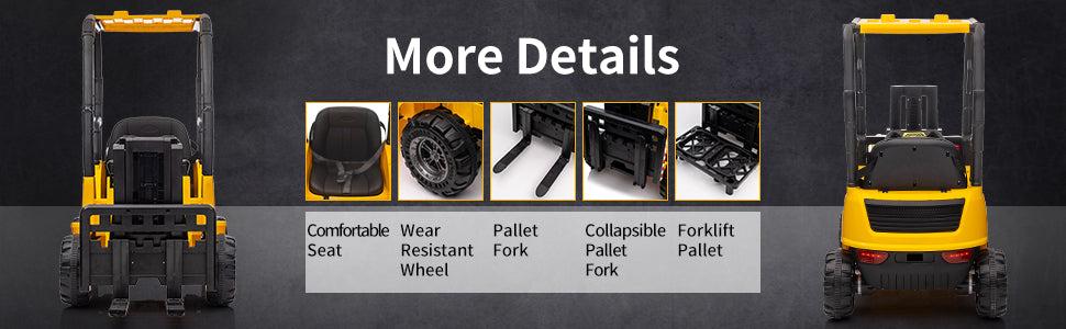 GARVEE 12V Ride-On Forklift for Ages 3-7: Indoor/Outdoor Fun, Realistic Design, Music, Speed Switch, 66lb Max Load, Remote Control - Available in Red or Yellow