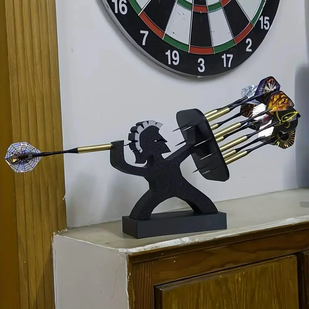 Spartan Warrior Dart Stand: 3D Printed Decorative Holder for 9 Steel/Soft Darts - Perfect Desk Dart Organizer for Dart Players & Man Cave Decor - Great Gift for Dart Lovers