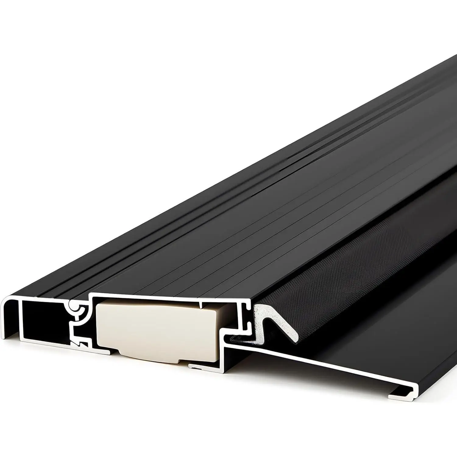36" Aluminum Exterior Door Threshold 5 5/8" Outdoor Swing Threshold Heavy Duty Adjustable Aluminum Door Sill Pan for Weatherproof & Easy Install for Residential/Commercial Use, Black (1 Pcs)