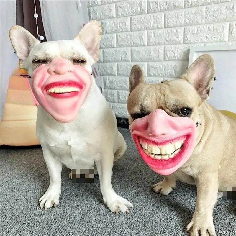 Funny Dog Latex Mask with Giant Laughing Lips, Adjustable Mask for Small-Medium Dogs, Soft Comical Pet Costume Prop for TikTok Short Videos Party Cosplay