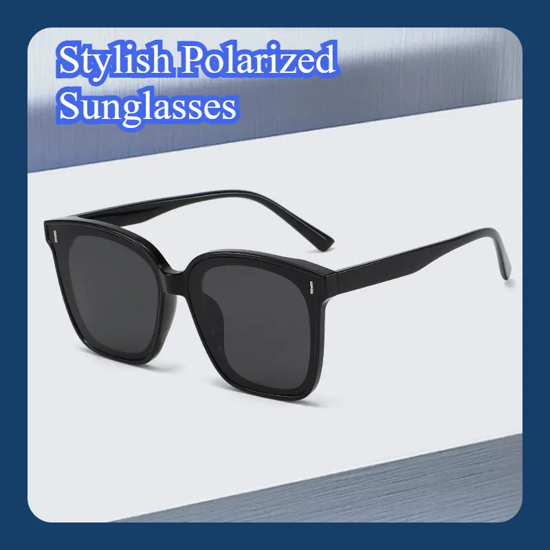 Unisex Polarized Sunglasses - Classic Black Frame, UV Protection, Fashionable Eyewear, Ideal for Outdoor Driving & Beach Use, Perfect Gift for Friends, Cool Sunglasses, Fashionable Sunglasses