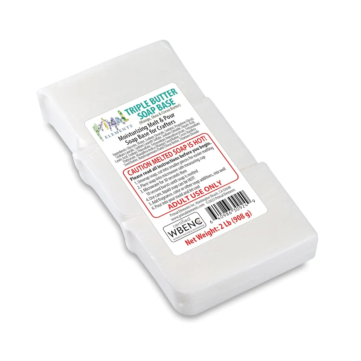 2 Lb Triple Butter Melt & Pour Glycerin Soap Base, Moisturizing DIY Soap Making Raw Material, Easy-to-Cut for Handmade Craft