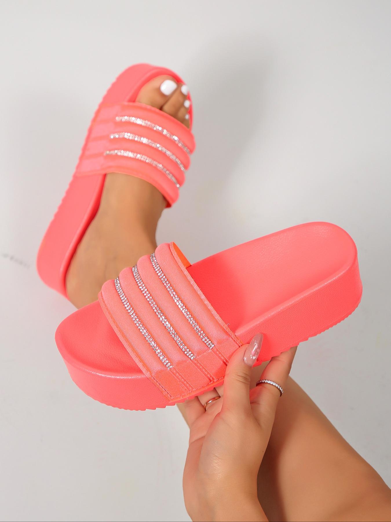 Women's Street Trend Casual Slip on Flatform Slide Sandals, 1 Pair Minimalist Trendy Platform Slide Sandals, Summer 2024 All-match Soft Shoes for Beach Outfits for Daily Wear