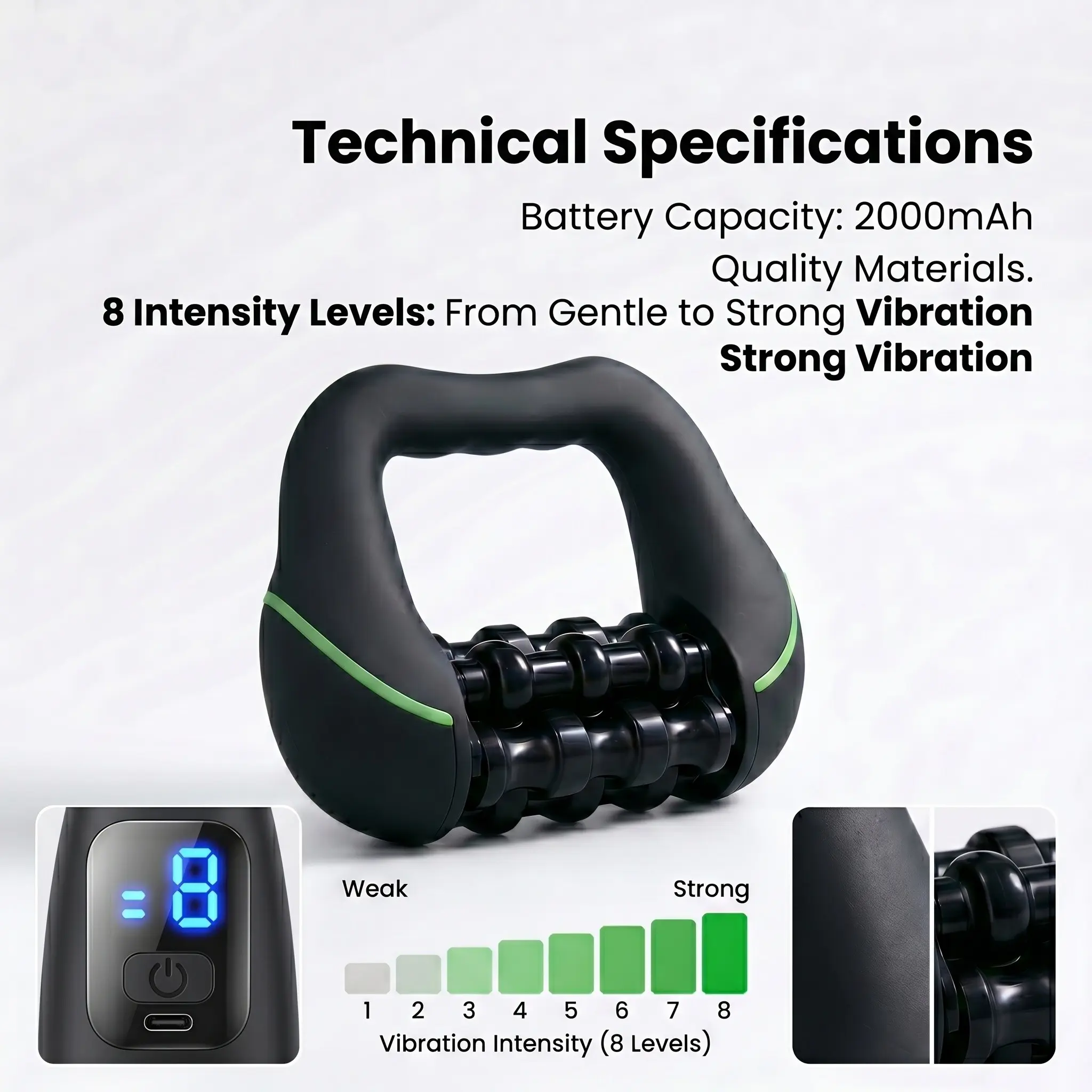 Handheld Electric Roller Massager, Body Roller, Usb Rechargeable Massagers, Rechargeable Vibration Massage Tool, Adjustable Intensity, Ergonomic Handle, Home and Travel Use, Adjustable Relaxing