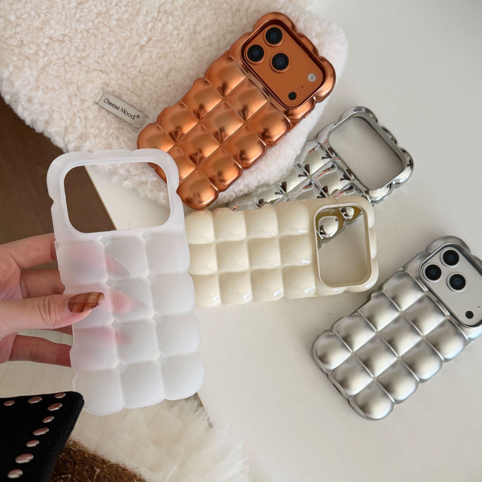 Minimalist Plated Solid Color Bubble Case for iPhone 17 Pro Max 16 15 14