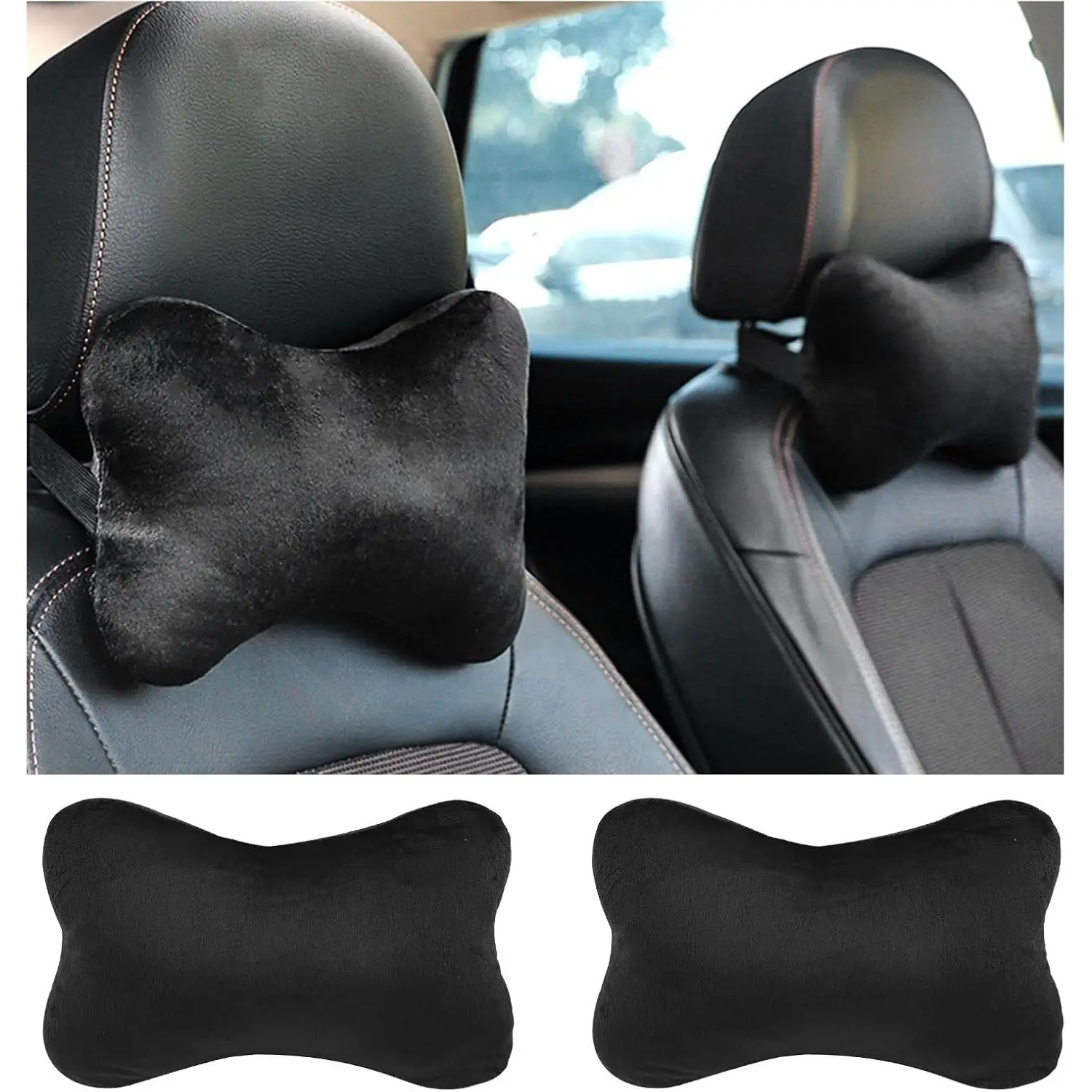 2PCS Car Headrest Pillow, Soft & Comfortable Neck Pillow for Driving Fatigue Relief, Universal All-Season Headrest Cushion, Automotive Interior Accessories for Cars & SUVsGift
