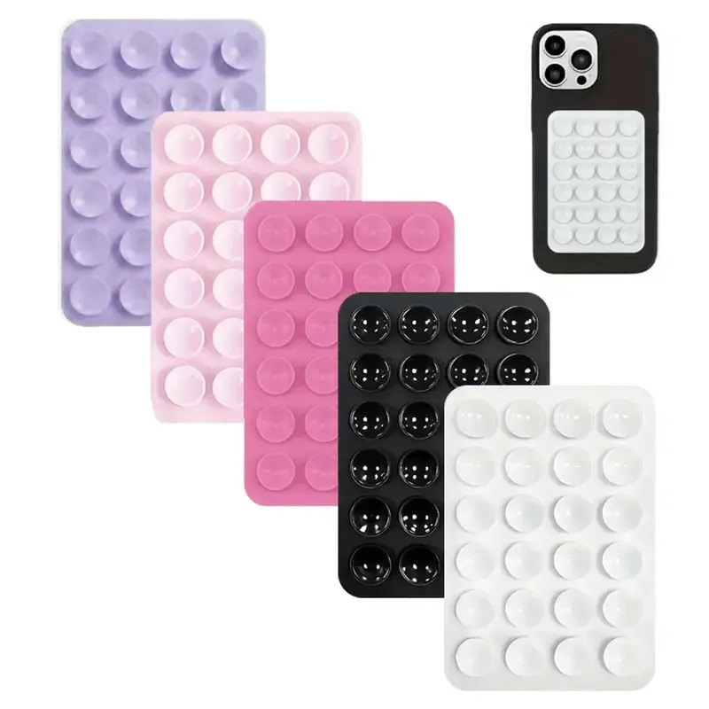 5 Pack Silicone Suction Cup Phone Mount Sticker Strong Adhesion Washable Reusable Universal Phone Holder for All Smartphones Smooth Surfaces