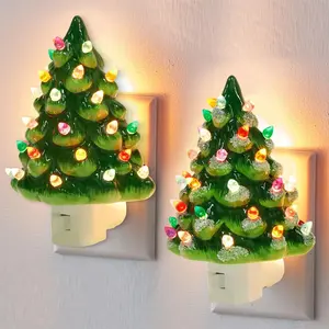 Christmas Tree Night Light, Decorative Ceramic Night Light, Multi-Color Bulbs, 360° Rotating Plug, On/off Switch, Bedroom Kitchen Bathroom Decor, Atmosphere Night Light