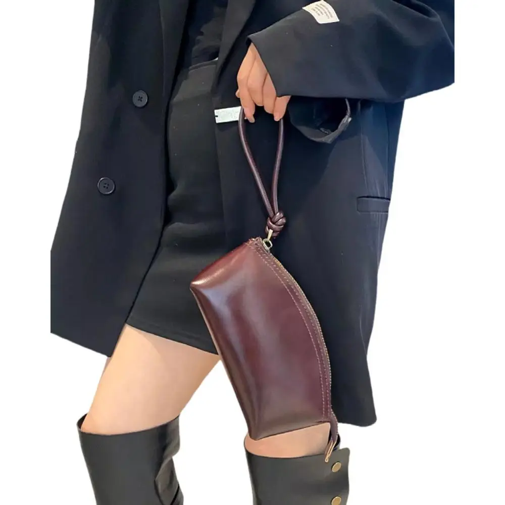Handmade Compact Sports & Outdoor Accessory Wristlet Clutch Wallet - 2026 Early Spring New Arrival, Premium Top-Grain Vegetable-Tanned Cowhide, Durable, Detachable, Small Fit, Fits Small Phones, Natural, Elegant, Ideal for Casual Daily Wear, Evening Use
