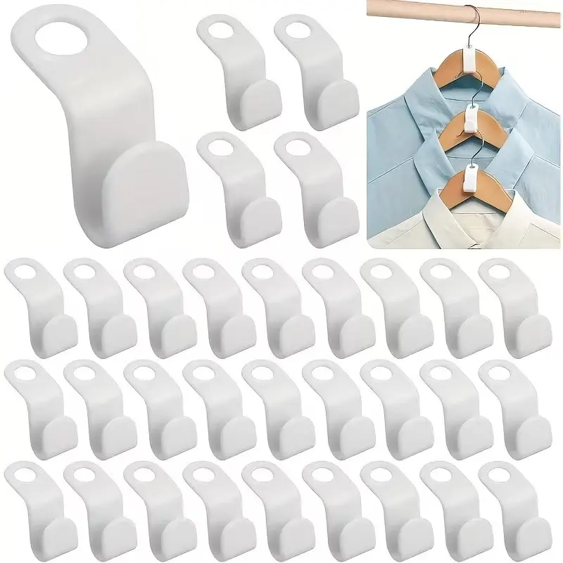 25-Piece Gravity Closet Organizer System, Dual-Use Wall-Mounted Rack, Heavy-Duty Plastic Hooks, Space-Saving Clothing Storage Set