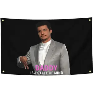 Pedro Pascal I'm Your Daddy Tapestry Funny Poster Durable Man Cave Wall with Brass Grommets 3x5 Feet for College Dorm Room Decor,Outdoor,Bedroom, Parties gifts, travel, filming,events,festivals.. (black)