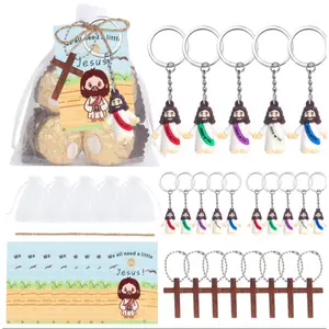 Jesus Toys Figurine Christian Keychain Jesus Doll Religious Keychain Bulk Classic Christian Rings for Christ(Jesus Loves You)