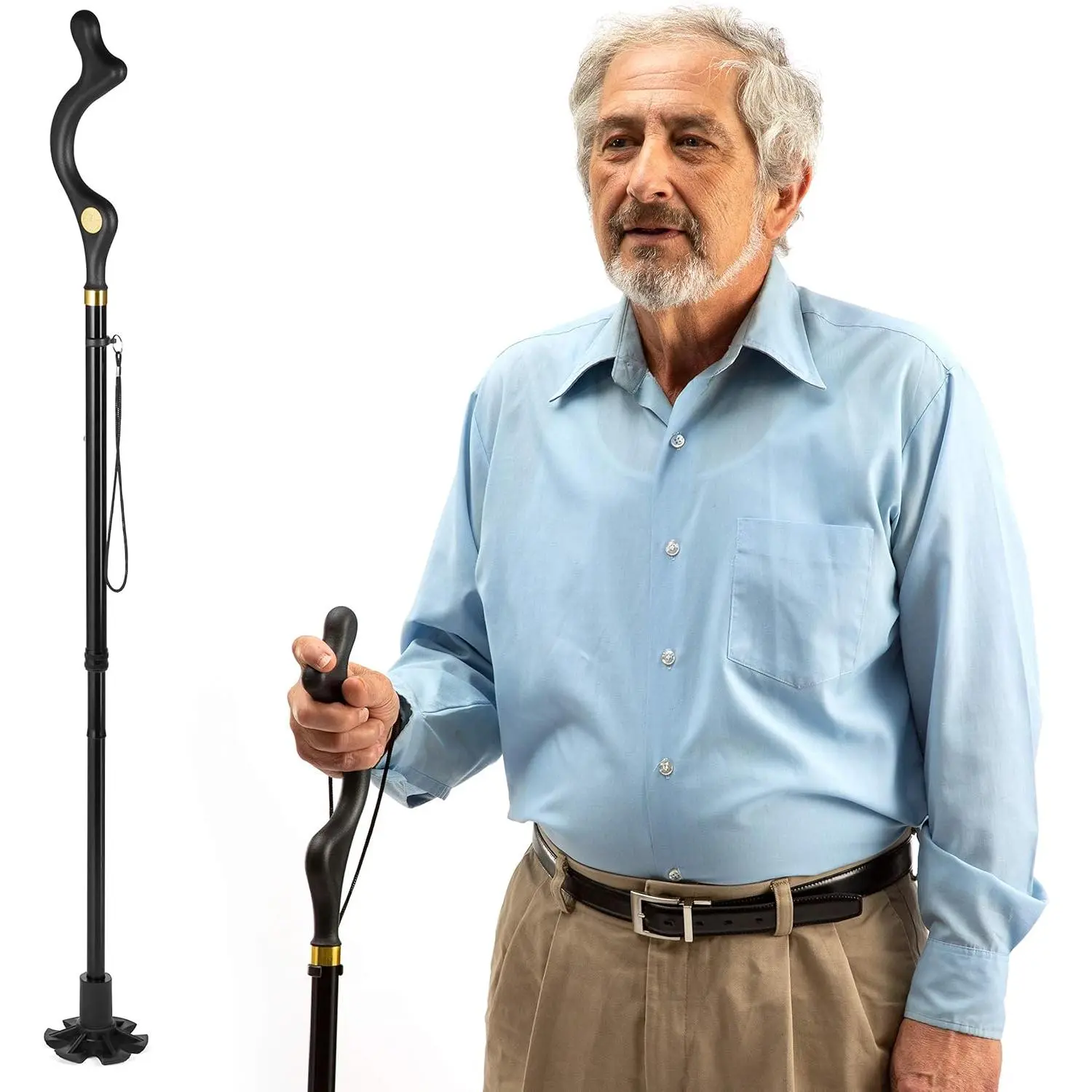 Foldable Walking Cane for Men, Women & Seniors, Lightweight 10-Height Adjustable with Ergonomic Grip for Balance Support and Light Outdoor Hiking, Walking Canes For Seniors Balance
