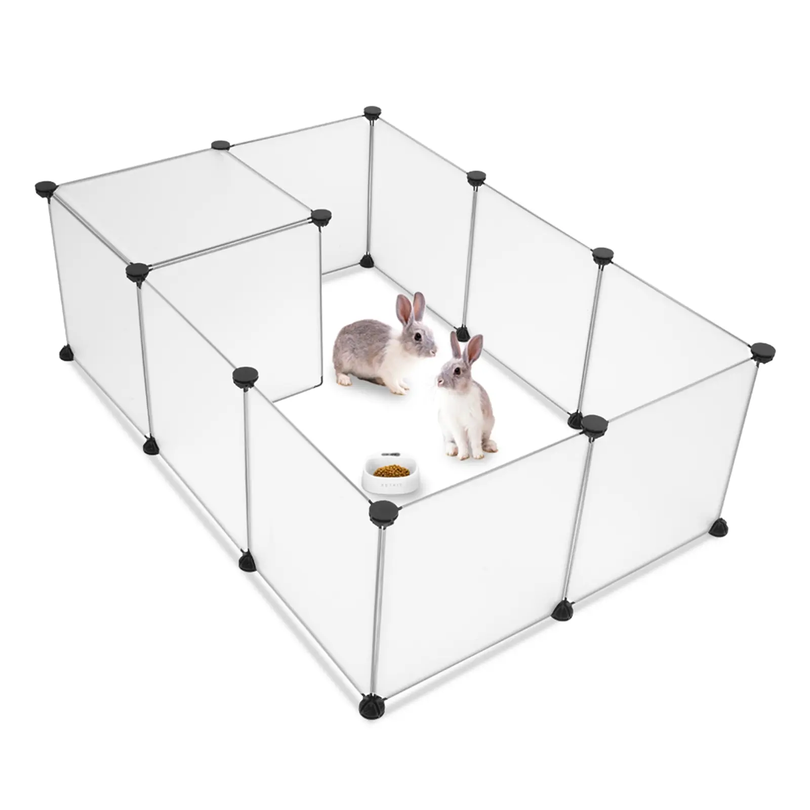 Portable Large Plastic Pet Playpen - 12x White Panels Puppy Kennel Crate Fence Tent for Hamsters, (28x56x14)"/(71x142x35.5)cm, Includes 1x Instructions, 1x Wooden Hammer, (28 X 56 X 14)" / (71 X 142 X 35.5)Cm