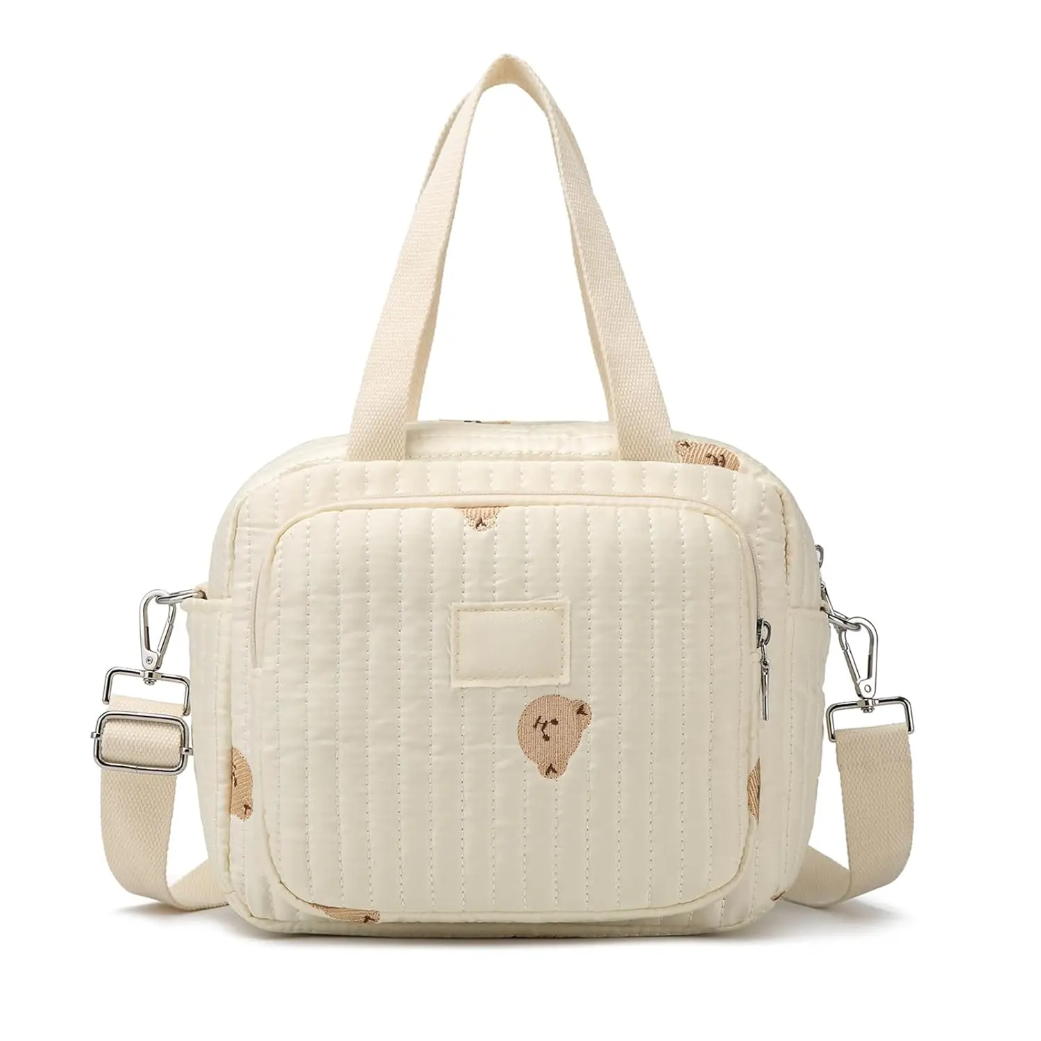 Small Diaper Bag Tote, Crossbody Diaper Bag Mini Purse with 7 Pockets, Travel Baby Bag  Boys & Girls, 2 Bottle Pocket, Off White New model