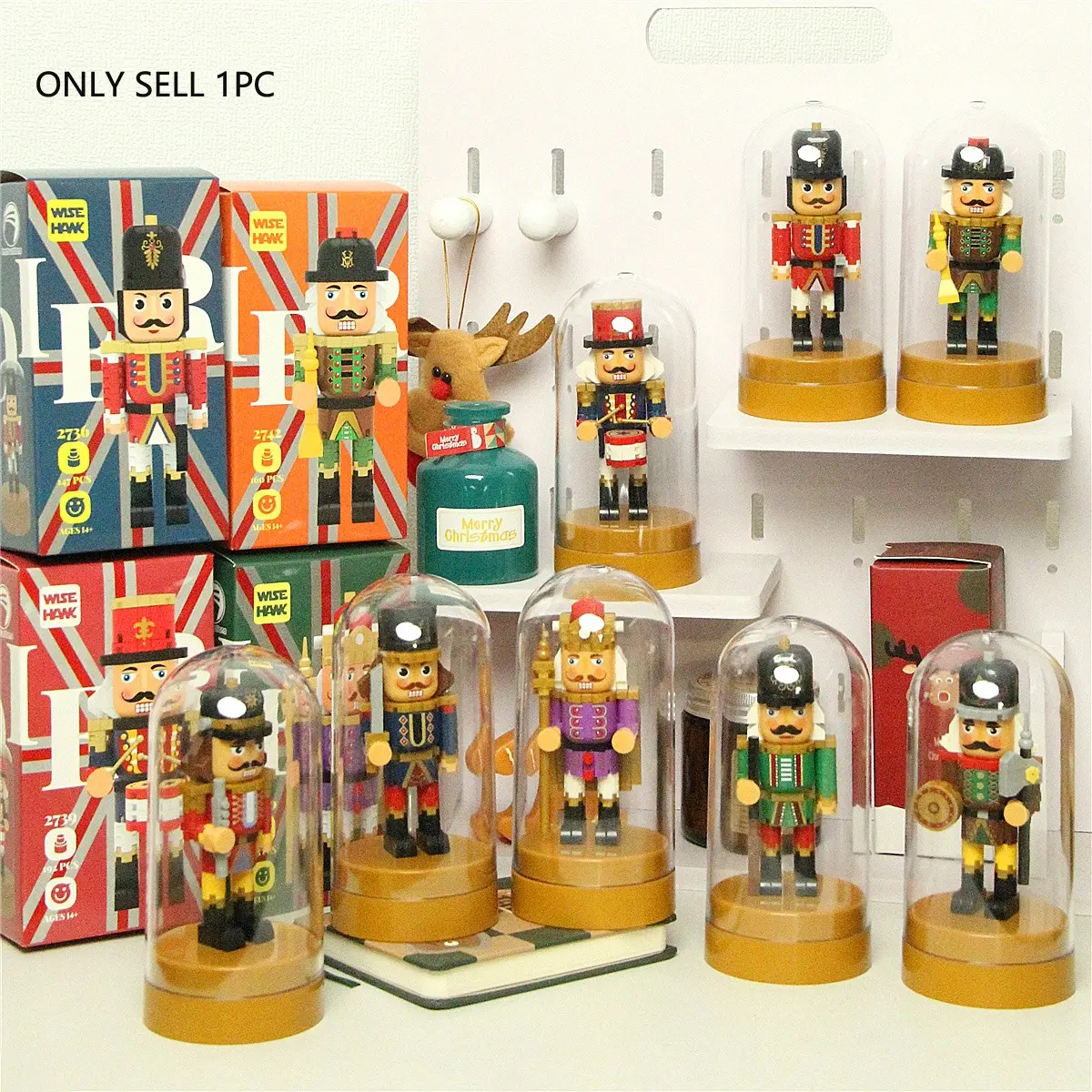 8 New Building Blocks Toy Sets, Nutcracker Series Model, Christmas Decoration Gift, Unisex, No Battery, Perfect for Kids