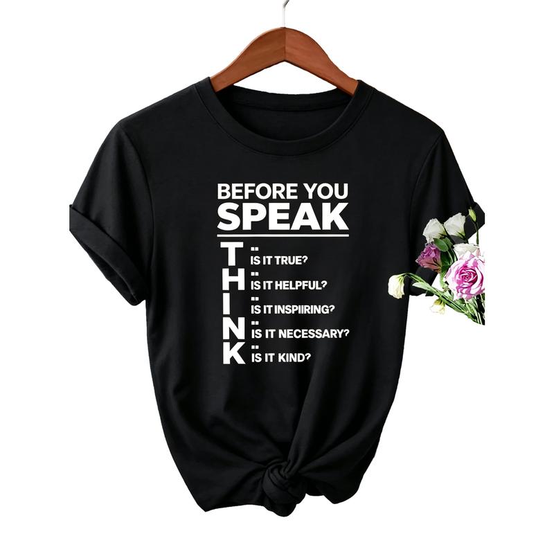 Elegant Women'S Limited Edition Gift Featuring a 'BEFORE YOU' Graphic Print Round Neck Short-Sleeve T-Shirt, Perfect for Stylish Photos, Commuting, Vacations, And Everyday Wear with a Vintage Flair
