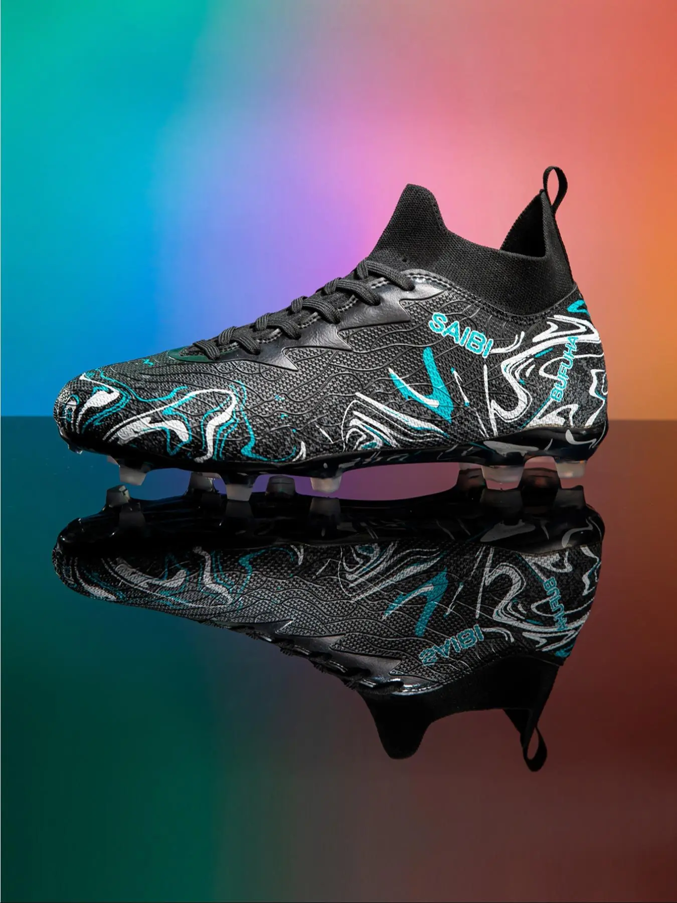 Breathable Football Shoes for Men, Fg/ag Long Studs, Artificial Grass, All-Season, Anti-Slip, Durable, Ankle Protection, Sporty Style, Football Boots
