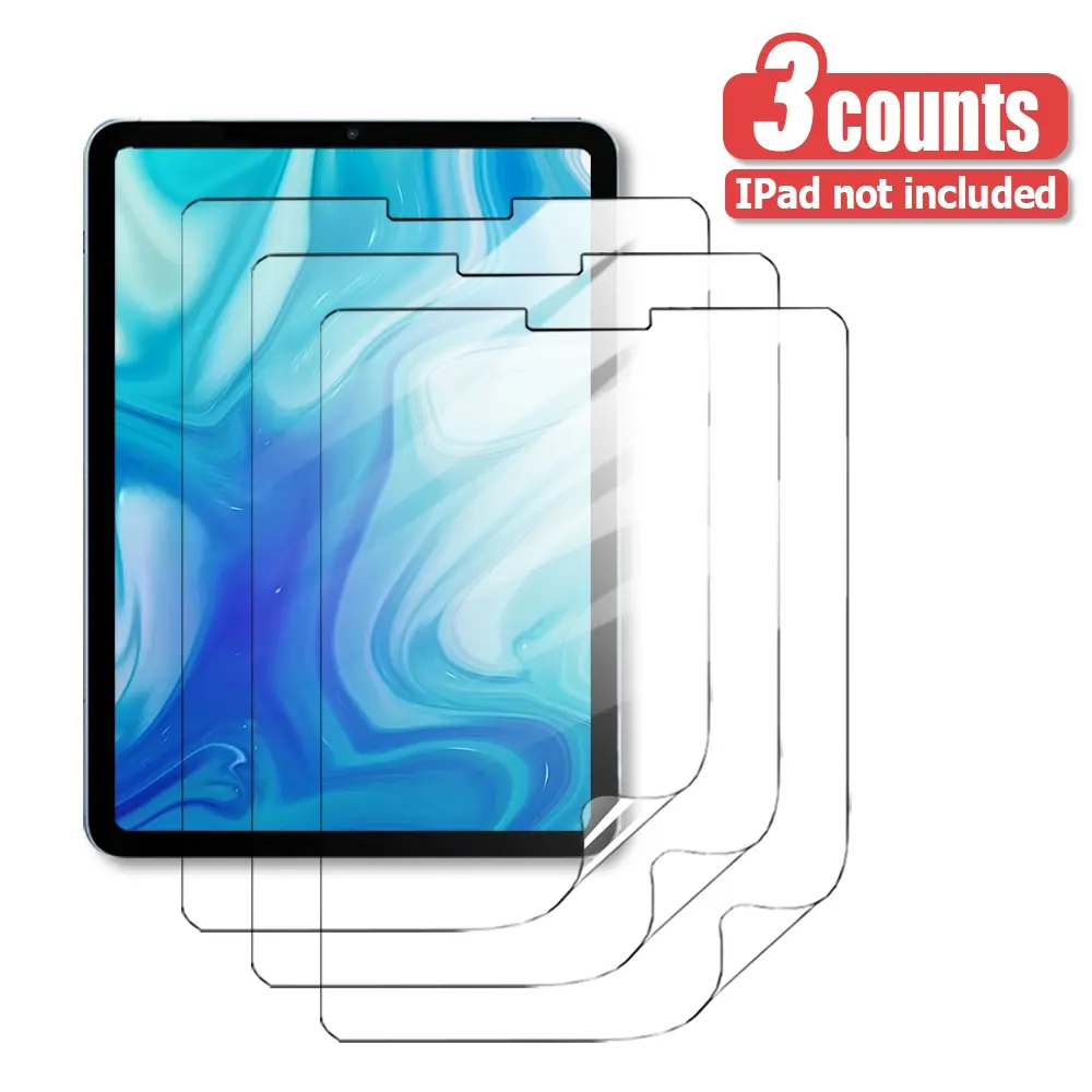 3Pcs HD Clear Flexible Hydrogel Screen Protector for iPad 7th/8th/9th Gen 10.2 Inch, iPad 10th/Air4/Air5/Air6 10.9 Inch, Ultra Thin Invisible Hand Feel, Bubble-Free Seamless Adhesion
