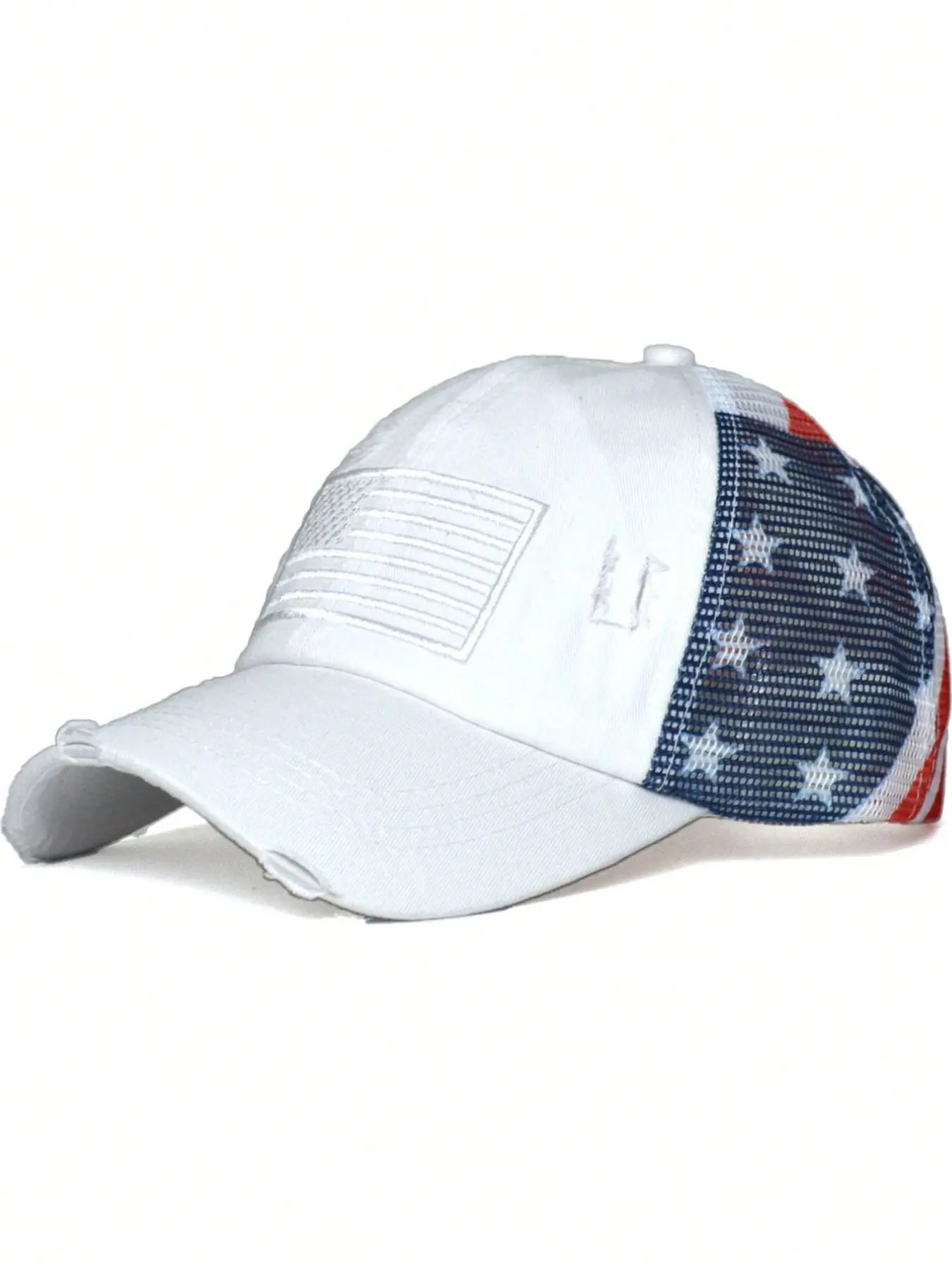 1pc American Flag Ponytail Trucker Hat for Women, Mesh Baseball Cap with Back Ponytail Opening, Outdoor Sun Hat, Festival Holiday Hat