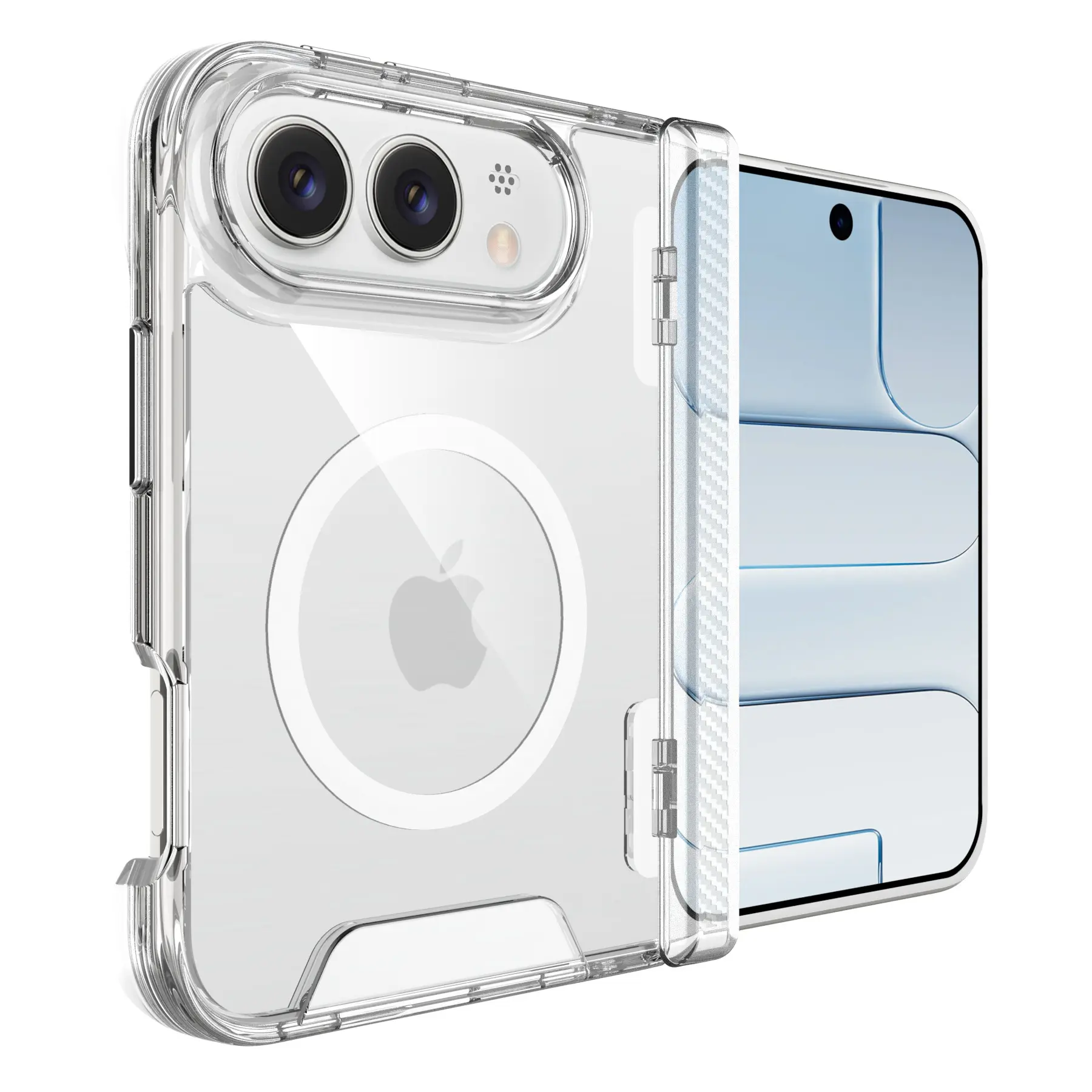 Magnetic Anti-Drop 2-in-1 Transparent Phone Case for iPhone 18 Fold, Space-Saving Protective Cover