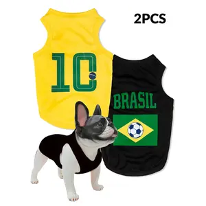 Cat Dog Daily Wear, Brazil Flag Vest, Anti-Shedding, Breathable, Universal Fit, Suitable for All Seasons, Dogs & Cats Apparel