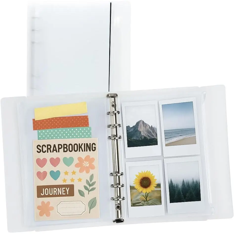 A5 Binder with 10 count Clear Zipper Binder Pockets - 6 Ring Binders Notebook Organizer with Transparent Plastic Pouches for  Budgeting, Journaling, and Document Storage