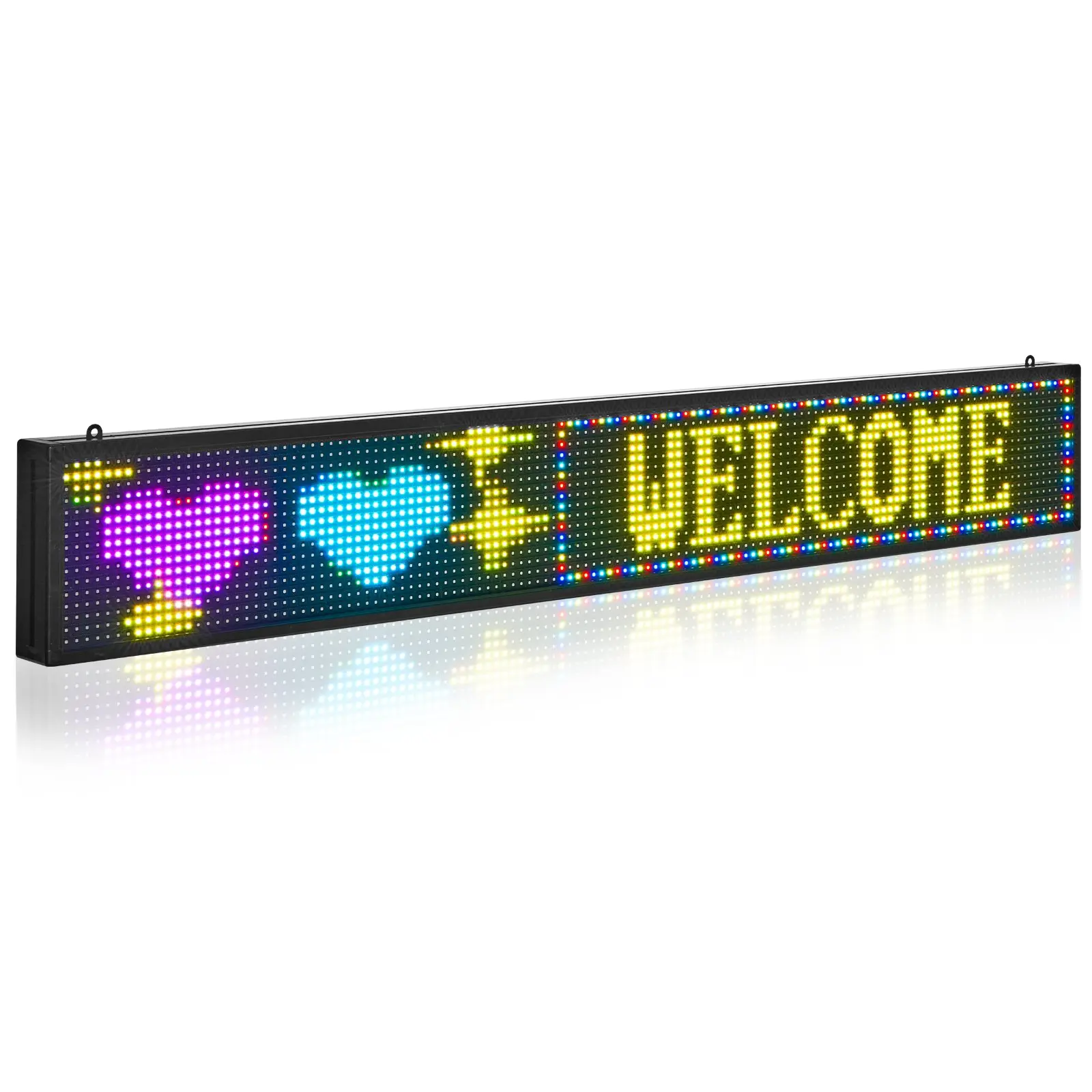 VEVOR P10 Model Programmable Full-Color Flexible LED Sign, Digital Scrolling Panel with DIY Custom Text, Pattern & GIF Display, Bluetooth APP Control Shop Sign for Store Advertising, 52x8 in