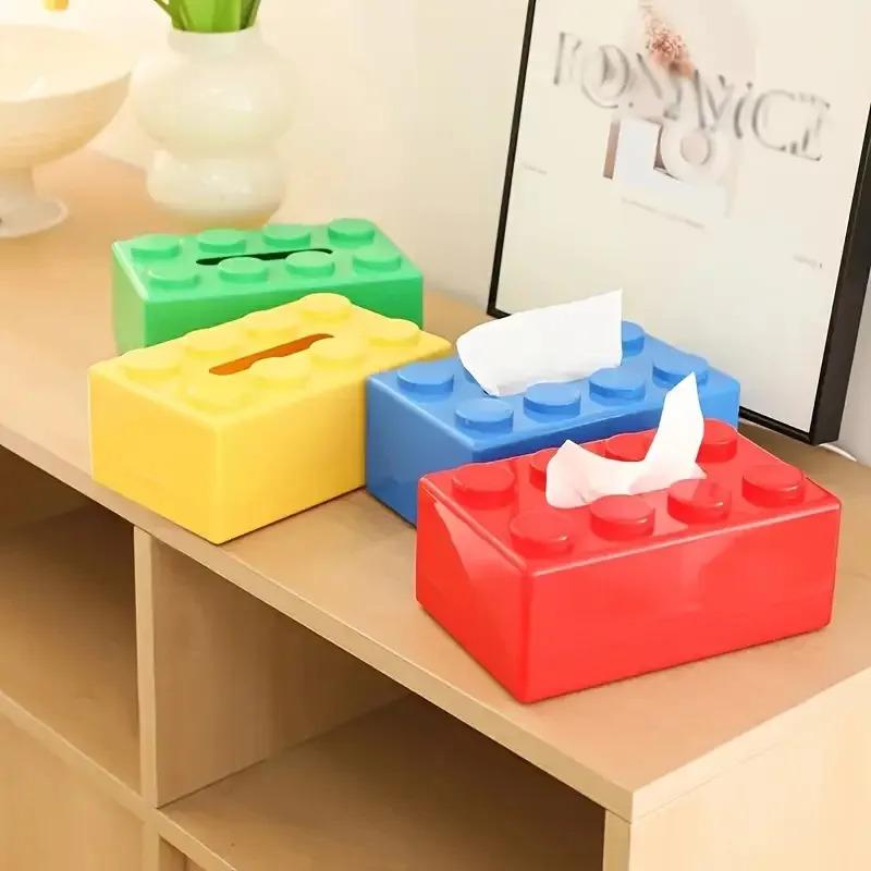 Building Block Shaped Tissue Box Multifunctional Plastic Storage Box Home Napkin Storage Box Coffee Table Color Decoration