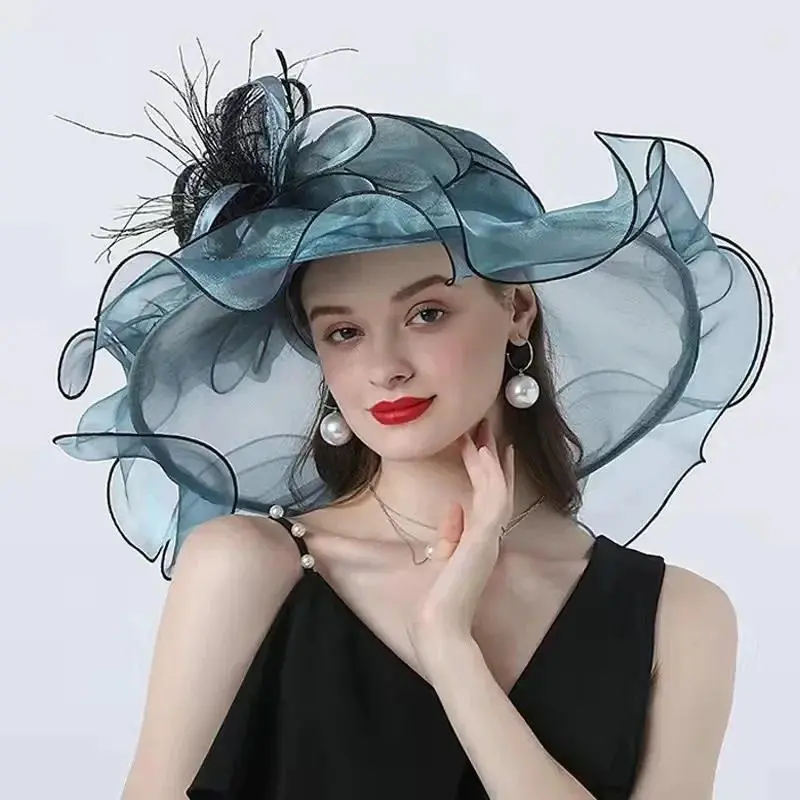 Elegant Vintage Bow Cloche Hat Women's Church Wedding Bucket Cap Bride Party Spring Summer Headpiece Accessory